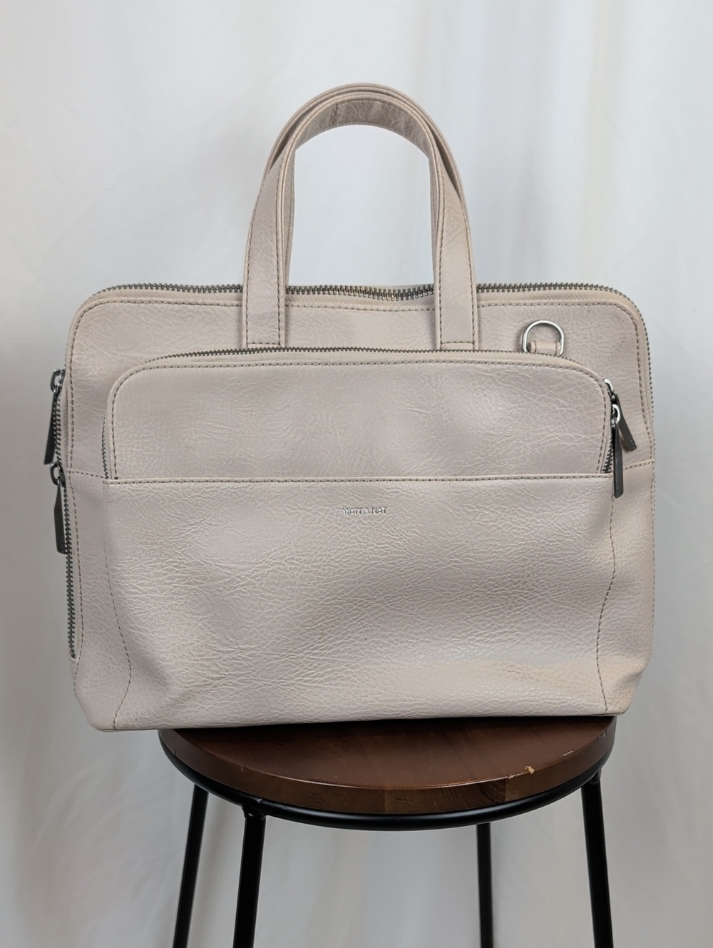 MATT & NAT Vegan Leather Laptop Bag Briefcase Beige / Nude